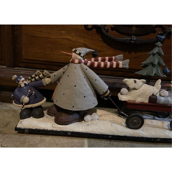 Williraye Studio 2006 “Tree for Me” Winter Snowman Wagon Dog Bells Birds WW2576 - Picture 8 of 15